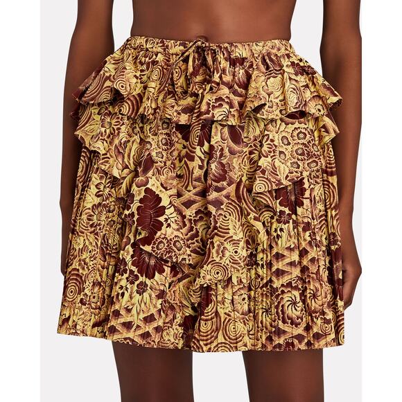 Ulla Johnson Womens Sigrid Mini Skirt 8 Yellow Poplin Ruffle High Waisted NWT - Picture 1 of 13